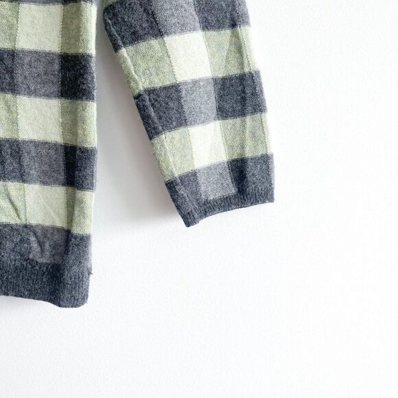 Karen Nico Women's Cardigan Flowering Plaid Green Black Beaded Button Small - Picture 8 of 9